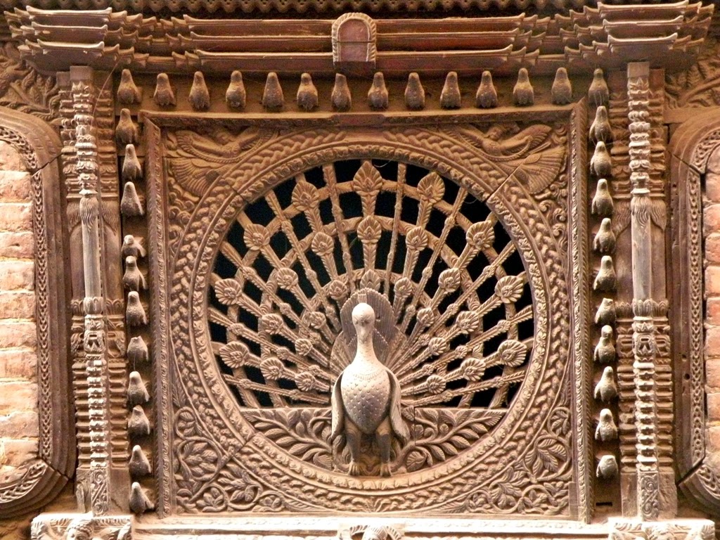 The Art of Wood Carving in Nepal: A Cultural Treasure 4 Wood carved peacock window, Bhaktapur