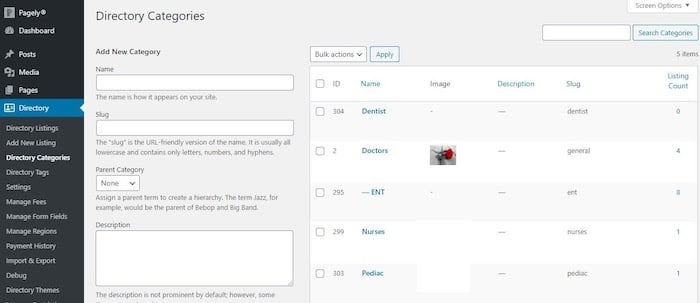 Directory categories