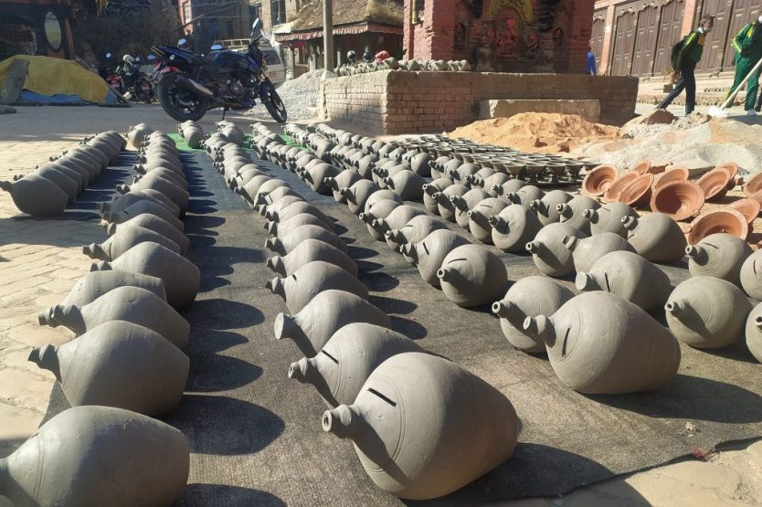Traditional Pottery Art: A Must-do Experience in Bhaktapur 4 Khutrukes are being dried up.