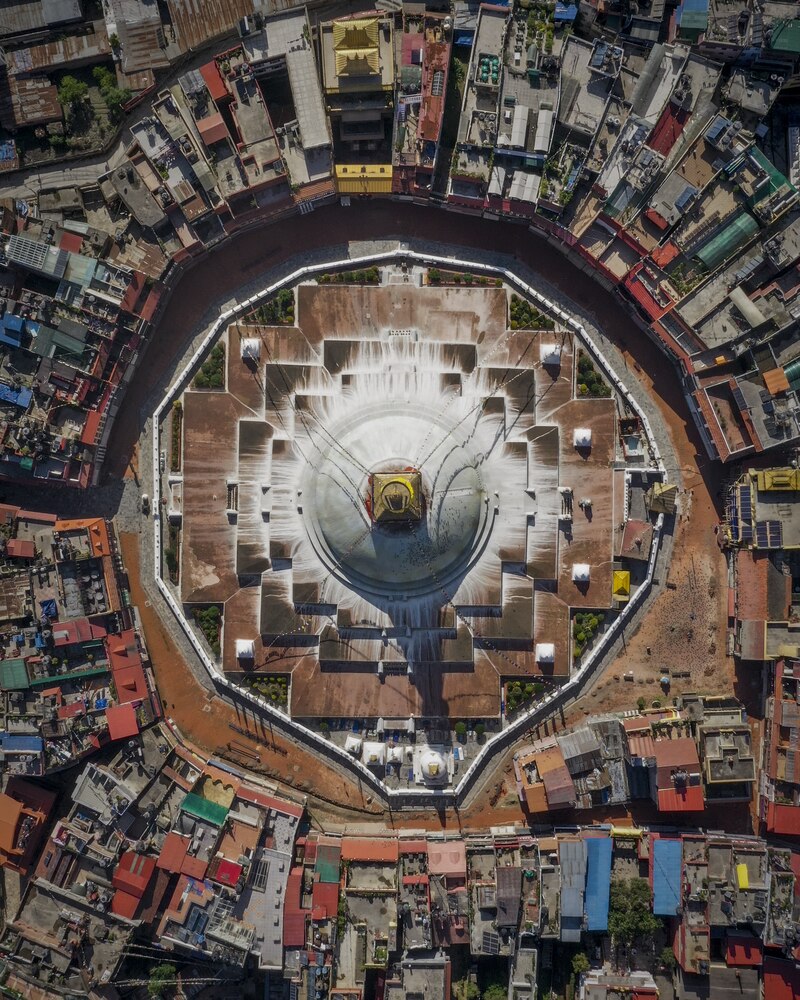Boudhanath Stupa: Exploring the Spiritual Significance and History 2 Aerial view of the stupa