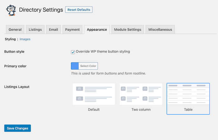 bd appearance settings