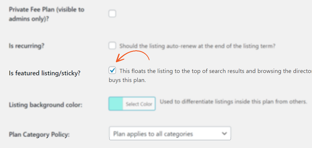 The featured listing option, ideal for knowing how to monetize a directory website.